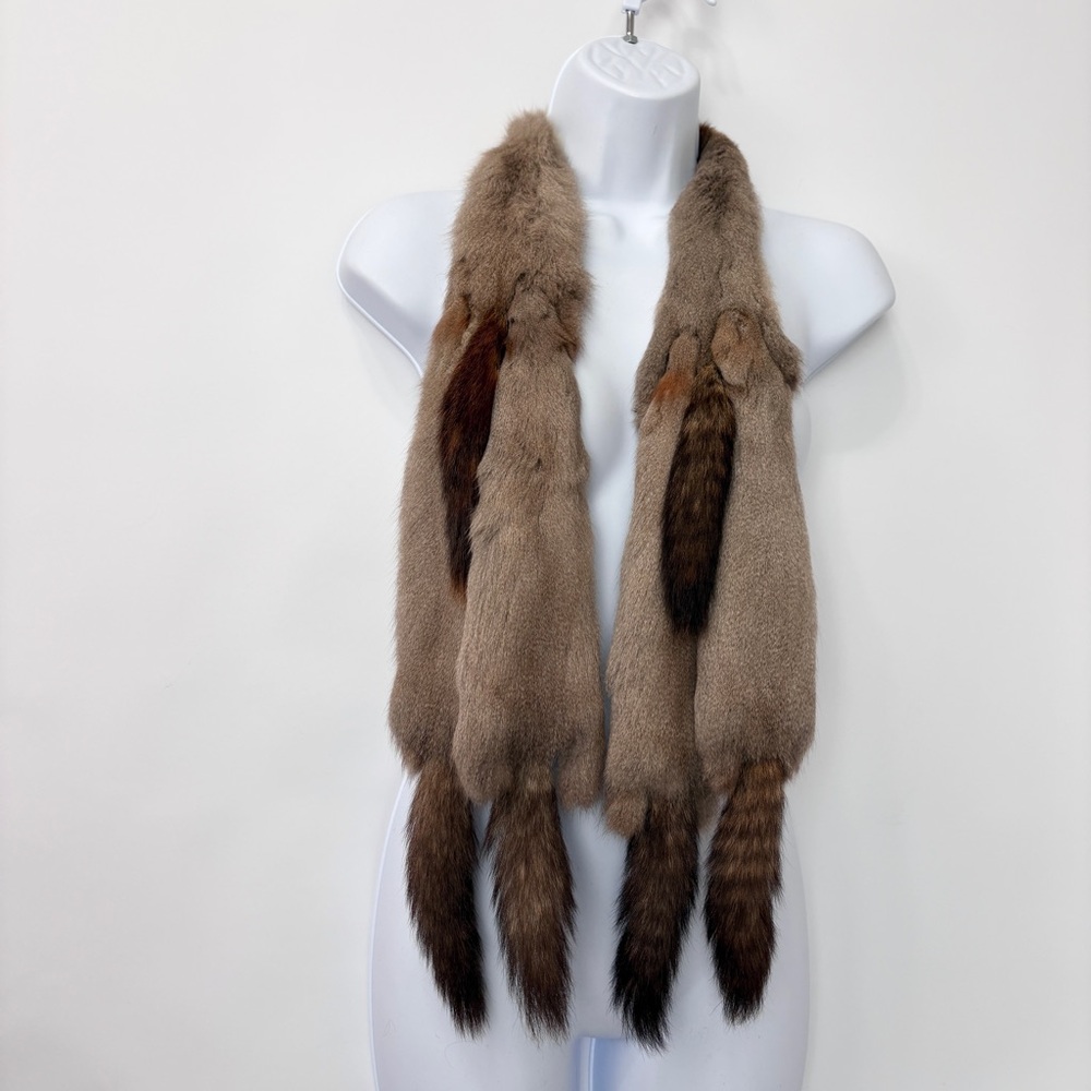 VTG 30’s Italy Fareris 6 Pelts Full Body Real Minks Scarf Pastel Size 44x5.5”